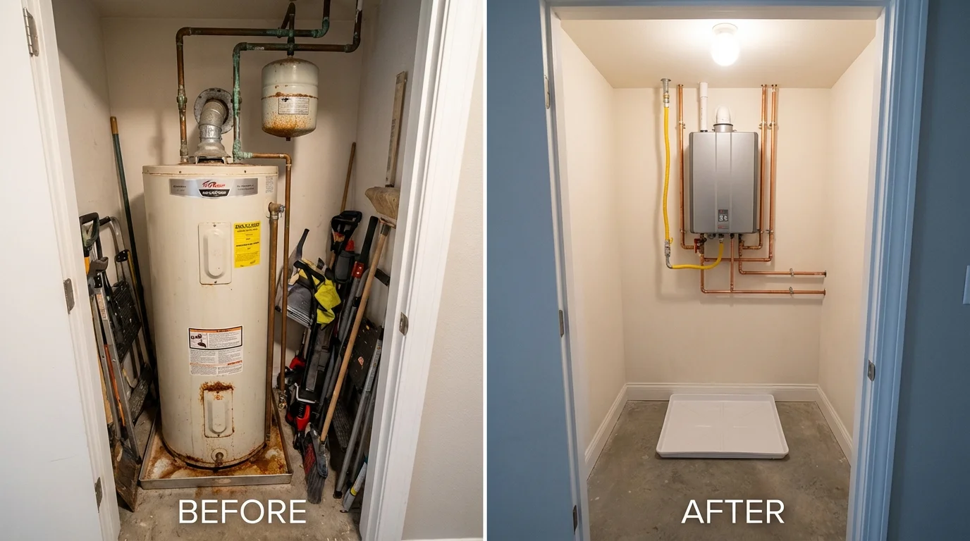 Tank water heater versus wall-mounted tankless unit comparison for Fayette, IA homeowners